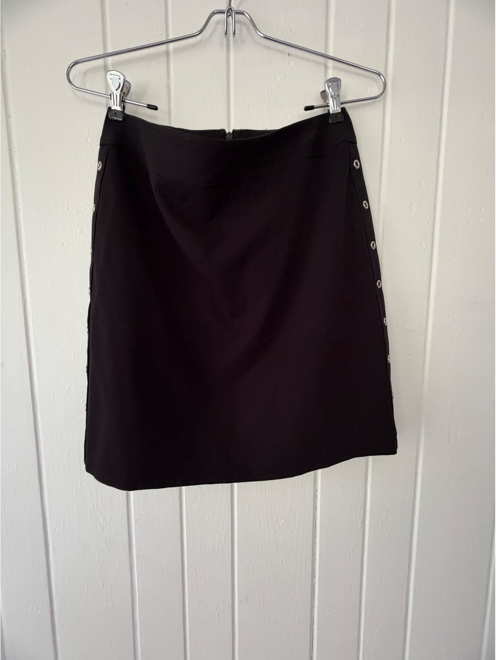 Apostrophe Black Mini Skirt with Side Grommet Detail and Back Slit